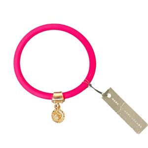 Marc by Marc Jacobs Knockout Pink Silicone Bangle Bracelet with Gold Logo Charm